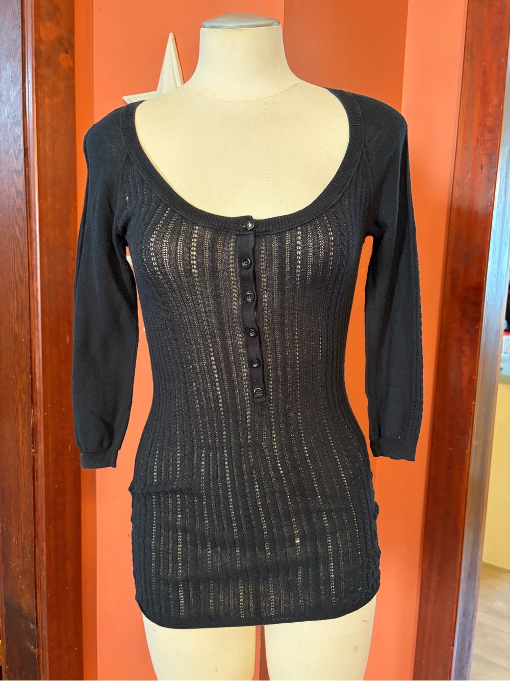 American Eagle Vintage Y2K 3/4 sleeve knit top